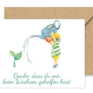 Friendly Fox Dankeskarte Kindergarten, 1x Danke Karte Erzieher Lehrer Lehrerin, DIN A6 Dankeschön Karte mit Kraftpapier Umschlag
