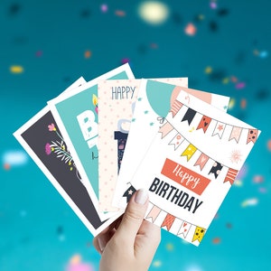 Cartes d'anniversaire Friendly Fox, 20x cartes de vœux d'anniversaire, cartes postales de joyeux anniversaire DIN A6, set 2 image 3