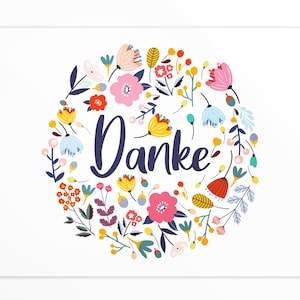 Friendly Fox Dankeskarten Blumen, 12x Dankeschön Karten mit Blumen, DIN A6 Klappkarten Danke mit Umschlag