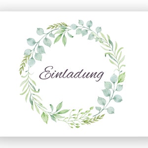 Friendly Fox Einladung Eukalyptus, 12x Einladungskarten Hochzeit Taufe Geburtstag, DIN A6 Klappkarten mit Briefumschlag, Boho Einladung