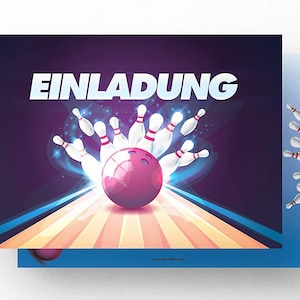 Friendly Fox Bowling Strike Einladung , 12 Einladungskarten Kindergeburtstag Kegeln Bowling, Geburtstagseinladung