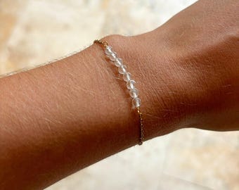 LAVISA 8 Perlen Edelstein Armband - 4mm Perlen - Echte Naturstein Perlen | Kristallperlen, Heilsteine | Onesize mit Verlängerung