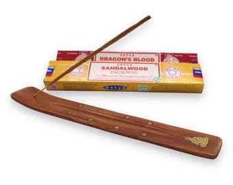 Räucherstäbchen Holzbrett Starterpaket, Satya Räucherstäbchen, Satya Räucherkegel, Räucherkiste, Räucherbox, Räucherstäbchen Box