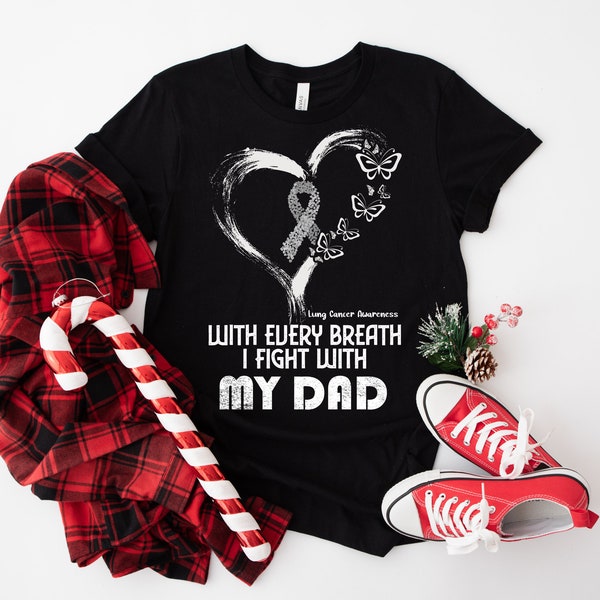With Every Breath I Fight With My Dad / Lung Cancer Awareness PNG Only. Clipart, Instant Download, Sublimation Graphics. Commercial Use