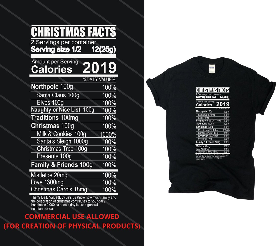Christmas Nutrition Facts / Xmas Nutrition Facts PNG Only. Etsy