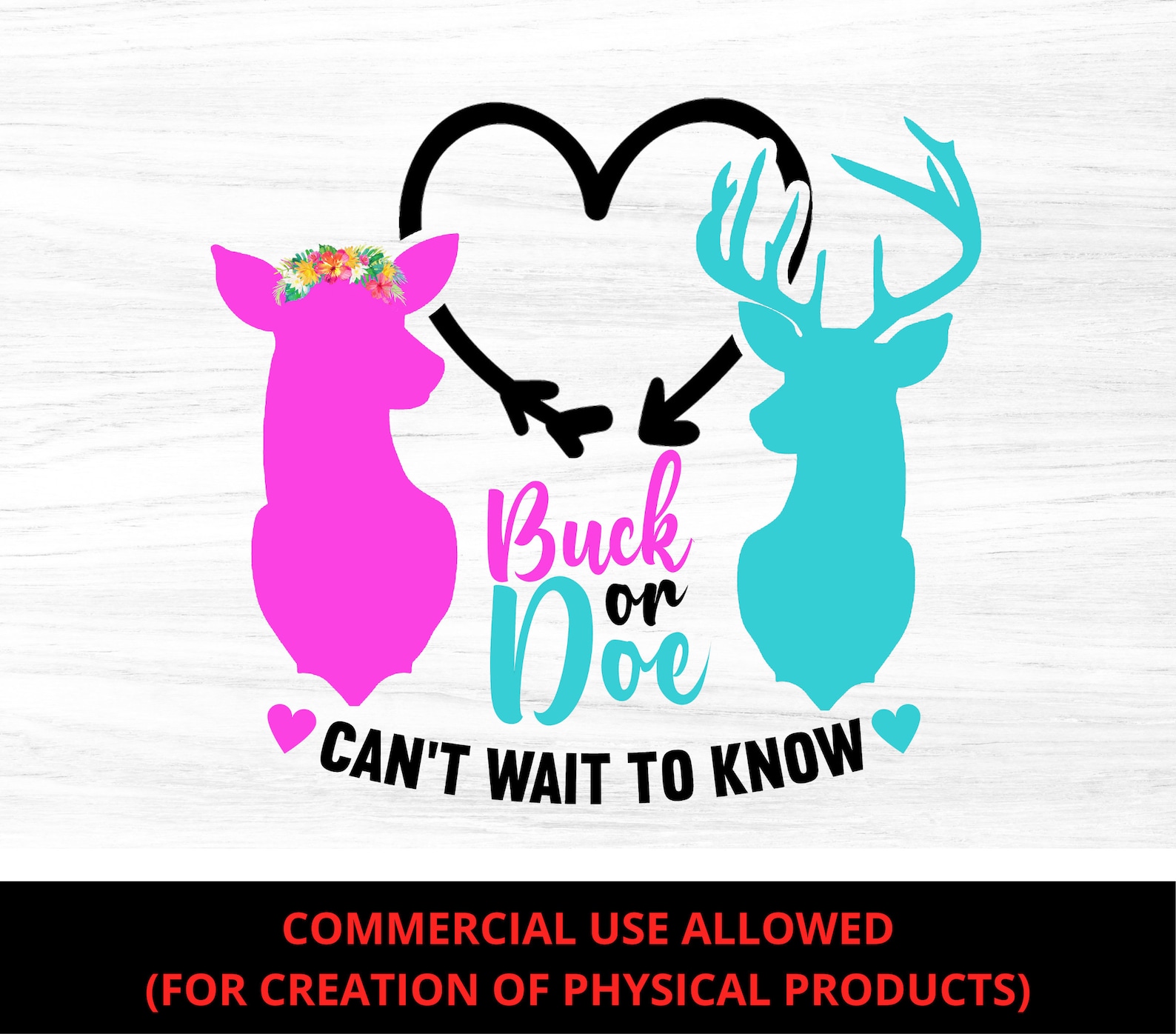 Buck or Doe Can't Wait to Know / Gender Reveal PNG Only. Etsy
