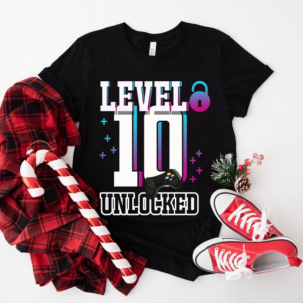 Level 10 Unlocked / 10th Birthday / Video Games Bday / Gamer Gift PNG Only. Clipart, Instant Download, Sublimation Graphics. Commercial Use