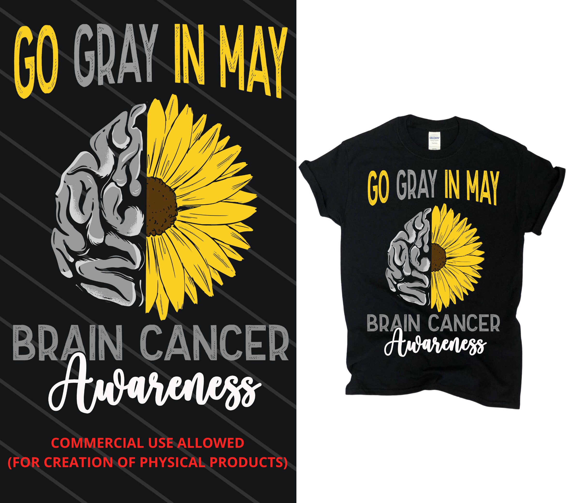 Go Gray in May / Brain Cancer Awareness / Brain Cancer Month Etsy UK