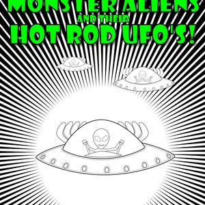 Printable PDF Coloring Book / Eye Benders, Monster Aliens, Optical Illusions, and Hot Rod UFO&#39;s! / Super High Resolution Printable Art