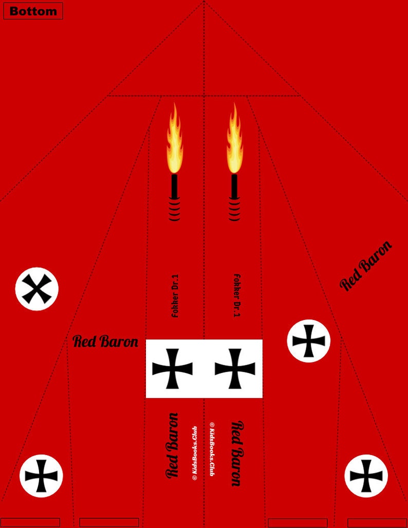 Red Baron Printable PDF Paper Airplane. Instant Download: - Etsy