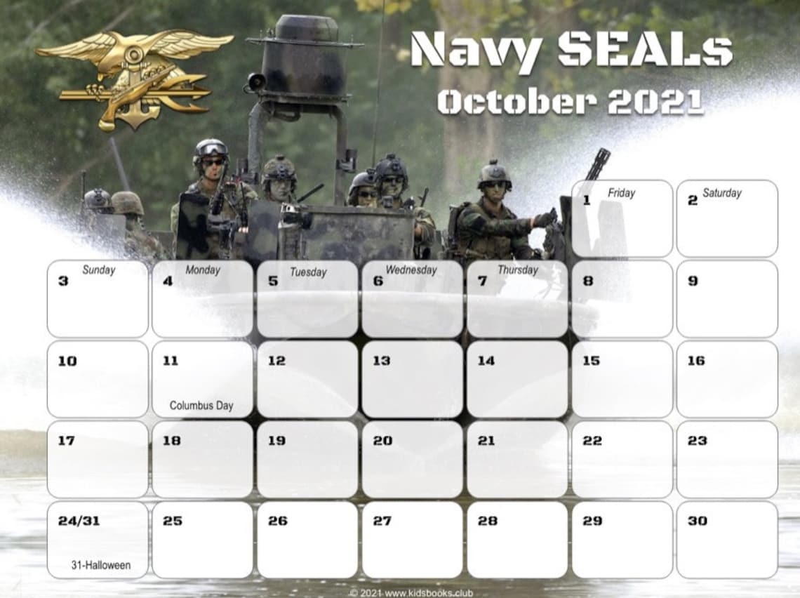 Navy SEALs Wall Calendar July December 2021 Printable PDF Etsy