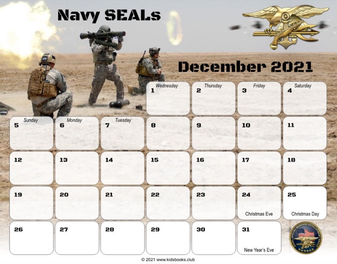Navy SEALs Wall Calendar July December 2021 Printable PDF Etsy