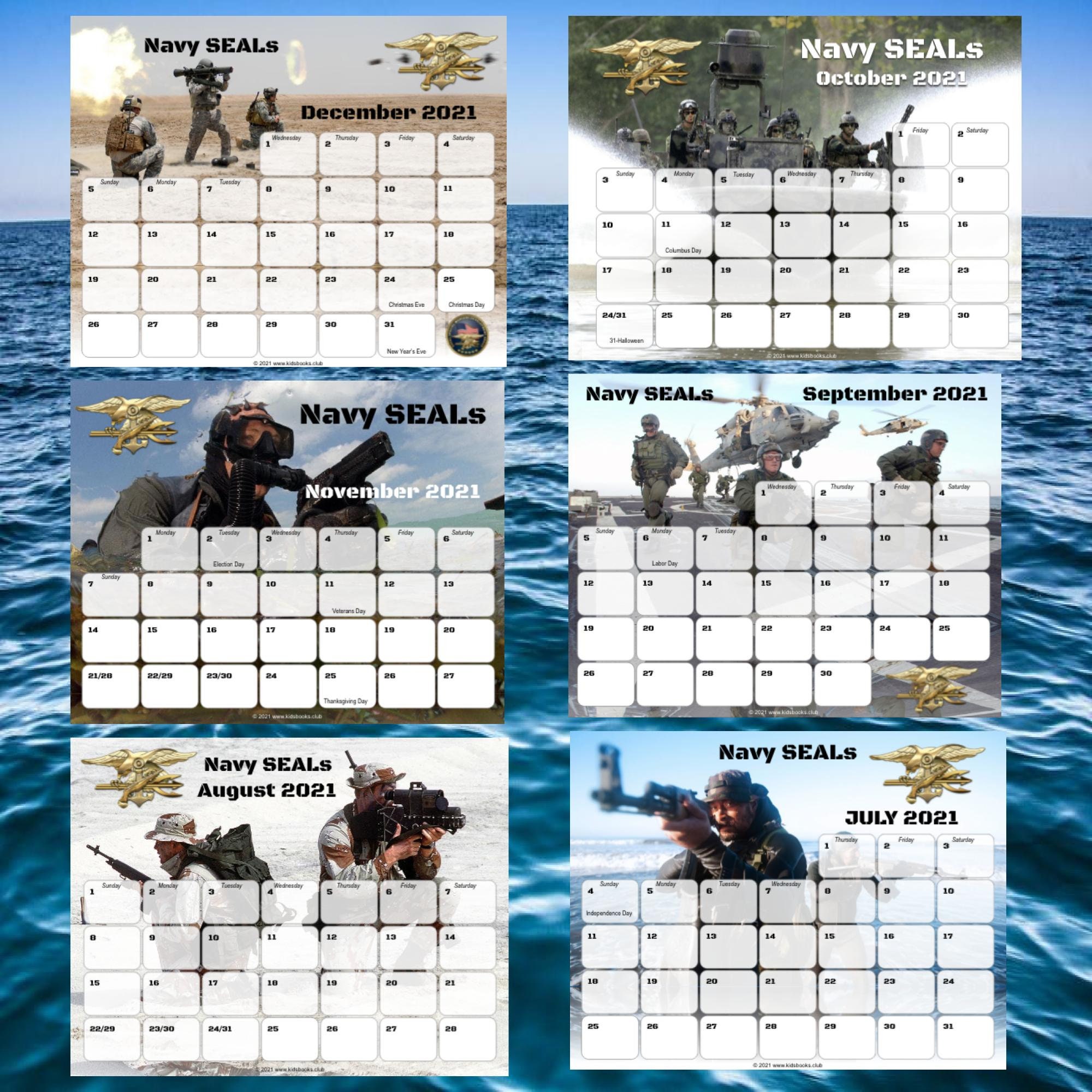 Navy SEALs Wall Calendar July December 2021 Printable PDF Etsy