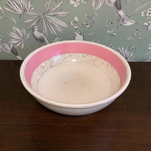 Large Vintage Wash Bowl / Pink & Gold Design