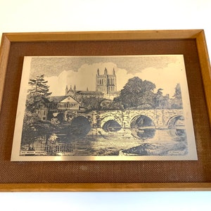 1970s Stainless Steel Etching of Wye Bridge, Hereford