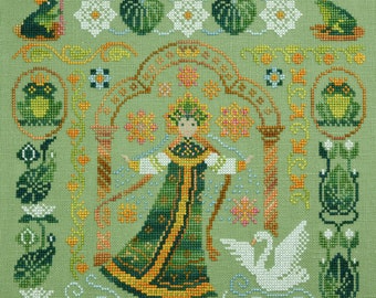 Cross Stitch Kit "Princesses Frogs" OwlForest Embroidery lovely fairytale design frog lily pad swan vibrant color fun to stitch great gift