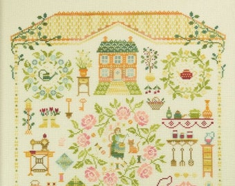 Cross Stitch Kit "Sweet Home" printed pattern OwlForest Embroidery home crafter whimsical adorable crafting sampler sewing gardening wreath