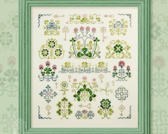 Owlforest Embroidery Cross Stitch "Duke Shamrock" Royal Botany series clover sampler botanical shamrock floral garden Ireland theme decor