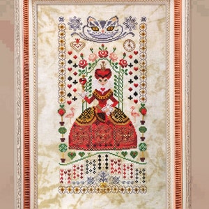 Cross Stitch Pattern, &quot;The Queen of Hearts&quot;, printed colored chart, OwlForest Embroidery, Villains on the Thrones, character cross stitch