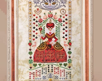 Cross Stitch Pattern, "The Queen of Hearts", printed colored chart, OwlForest Embroidery, Villains on the Thrones, character cross stitch