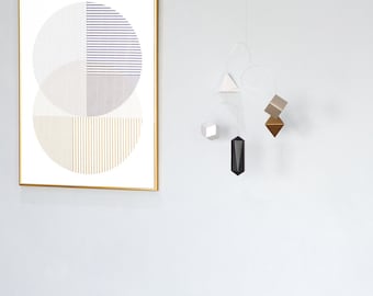 Paper Mobile Kit, light weight geometric modern minimalistic decor for office small space baby room visual interest safe quiet easy assembly