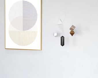 DIY Paper Mobile Kit, geometric origami, light weight, sleek and modern, nursery decor, office decor, contemporary art, minimalism, quiet