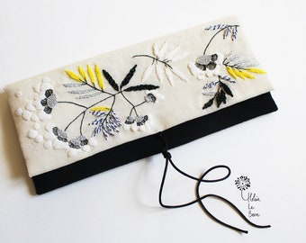 Hand Embroidery Kit, French hand embroidered clutch for special occasions from artist popular French Etsy shop ship from US