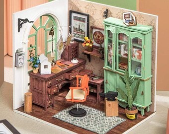 TOYANDONA Dollhouse Miniature Tin Box DIY House Kit 3D Handmade Assembly Model Creative Room with Furniture Accessories for Children Kid 