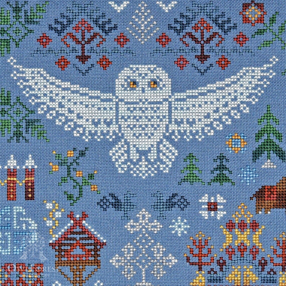 Owl Forest Embroidery Cross Stitch Kit Snow Owl Etsy