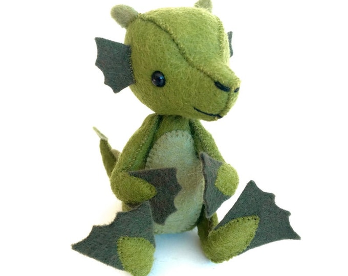 Featured listing image: Felt Toy Craft Kit, "Nessie Lagoon" dragon lizard handmade gift holiday gift fun craft kit story telling doll making unique stuffed animal