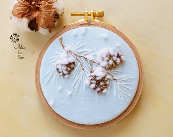 Modern Embroidery Kit "Pine Tree" French embroidery pinecone contemporary minimalist unique wintry festivity hand embroidery intermediate