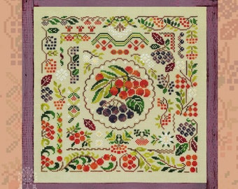 Cross Stitch Kit, "Ashberry Summer", OwlForest Embroidery, fruit cross stitch, rowan berry, ashberry blossom, summer, garden cross stitch