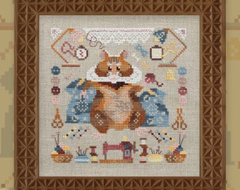 Cross Stitch Kit, "Housekeeping Hamster" OwlForest Embroidery fun busy crafting hamster sampler sewing knitting tatting lace hand-dyed floss