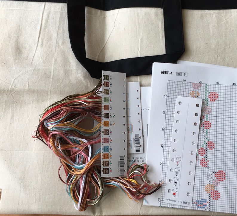 Cross stitch embroidery project bag tote crafts sewing