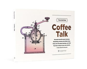Trace and Draw, "Coffee Talk", vintage prints, learn to draw, eye-hand coordination, therapeutic, unique art, fun decor, adult hobby
