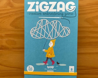 Embroidery Game, "ZigZag", creating and playing with yarns, creative board game, crafting game, eye-hand coordination, kids to seniors