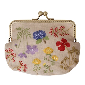 Cross Stitch Kit, Clasp Purse Craft Kit featured in Pioneer Woman Magazine coin purse organizer cosmetic purse party purse group crafting
