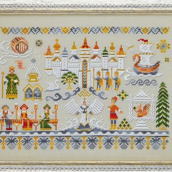 Ship from US, Owlforest Embroidery Kit, Cross Stitch, "The Tale of Tsar Saltan", fairytale, story embroidery, folklore cross stitch, Russian