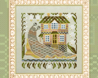 Cross Stitch Kit, "Snail Houses. Lilies of the Valley",  OwlForest Embroidery, spring cross stitch, lily of the valley, garden cross stitch