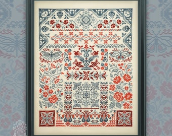 Cross Stitch "Southern Land" Printed Pattern OwlForest Embroidery, Floss and Fabric Set, intricate pattern, artistic, charming motifs