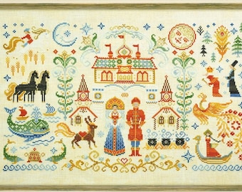 Cross Stitch Kit, "The Little Humpbacked Horse", OwlForest Embroidery, fairytale cross stitch, folktale, story sampler, hand-dyed floss