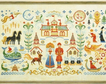 Cross Stitch Kit, "The Little Humpbacked Horse", OwlForest Embroidery, fairytale cross stitch, folktale, story sampler, hand-dyed floss