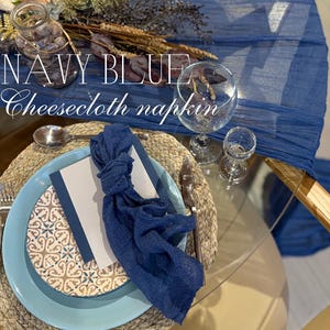 Navy Blue Napkins Cheese Cloth Napkins Hand Dyed Napkin Gauze Napkin Cocktail Napkins Rustic Wedding Table Decor Housewarming Gift Raw Edges