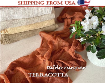 Terracotta Cheesecloth Runner Wedding Centerpiece Gauze Table Runner Modern Sheer Boho Wedding Neutral Farmhouse Wedding Decor Altar Cloth