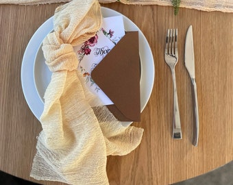 Sand Beige Cheesecloth Napkins SET OF 4 Boho Wedding Table Decor Gauze Table Runner Hand Dyed Gauze Napkins Farmhouse Wedding Decoration