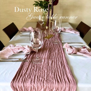 Dusty Rose Wedding Gauze Table Runner Cheeseclose Table Decor Hand Dyed Cotton Fabric Any Color Boho Wedding Centerpiece Bridal Shower Party