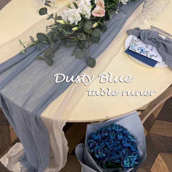Dusty Blue Cheesecloth Table Runner Wedding Decor Any Color Rustic Gauze Table Runner Cheese Cloth Napkin Arbor Drapery Wedding Chair Sashes