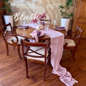 Blush Table Runner Wedding Gauze Table Decor Rustic Cheesecloth Table Centerpiece Hand Dyed Cotton Baby Shower Gauze Runner Boho Table Cloth