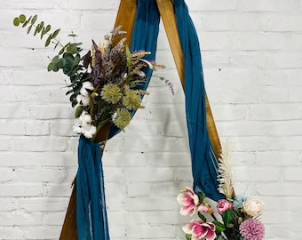 Teal Blue Wedding Cheesecloth Arch Decor Boho Ceremony Arch Drapery Hand Dyed Gauze Any Color Bridal Shower Party Aisle Backdrdrop Farmhouse