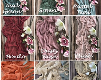 Baby Shower Decor Cheesecloth Table Runner Boho Gauze Table Centerpiece Hand Dyed Cotton Fabric Rustic Wedding Table Decor Modern Sheer